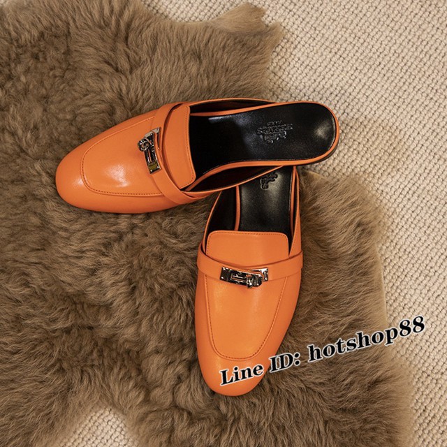 Hermes專櫃爆款凱莉半拖女鞋 愛馬仕最新升級版kelly扣半拖 dx2842